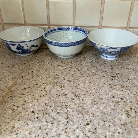 Dining Set Of Three Chinese Porcelain Rice Bowls Poshmark